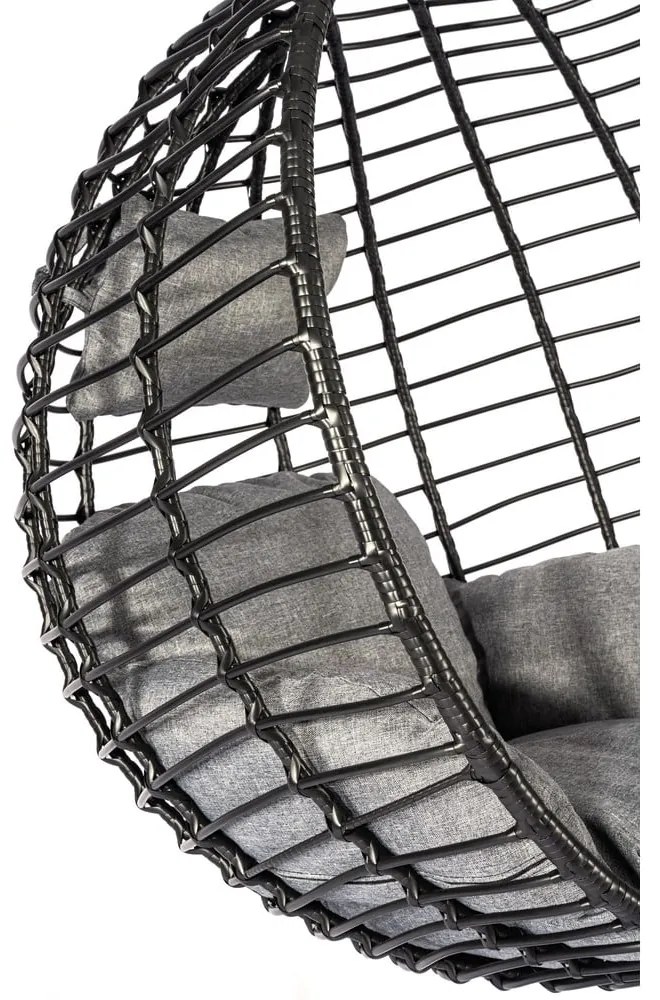 Čierne závesné kreslo z umelého ratanu Bonami Selection Mila