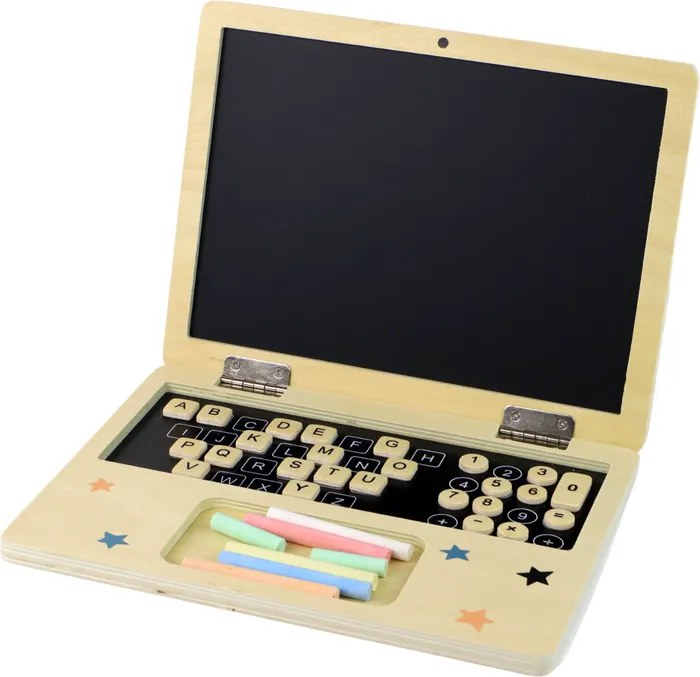 LEAN Toys Drevená tabuľa s kriedou v tvare notebooku
