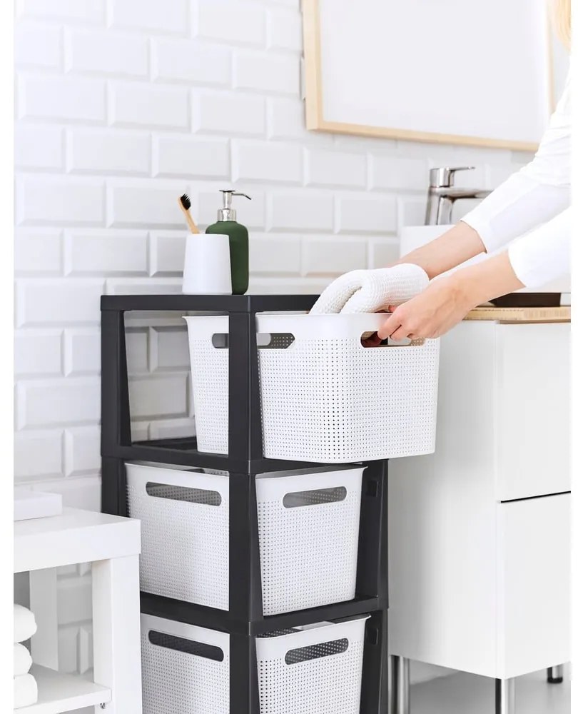 Bielo-čierny plastový pojazdný regál 30x77 cm Brisen - Rotho