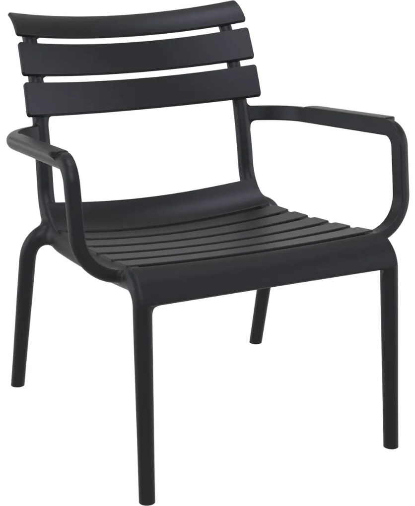 PARIS záhradné lounge kreslo s podrúčkami black