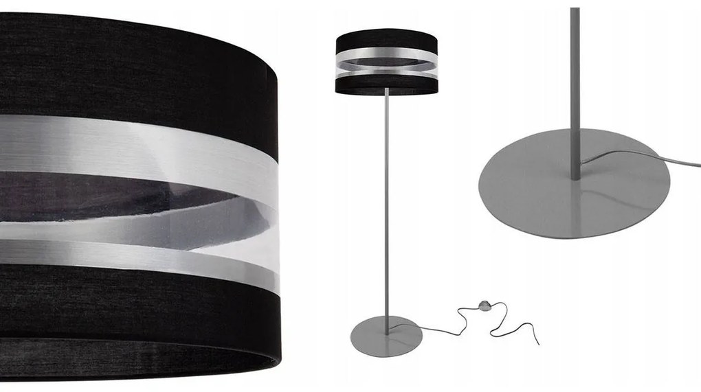 Stojacia lampa Intense Chrome, 1x textilné tienidlo (výber zo 6 farieb), (výber z 3 farieb konštrukcie), (fi 40cm), o