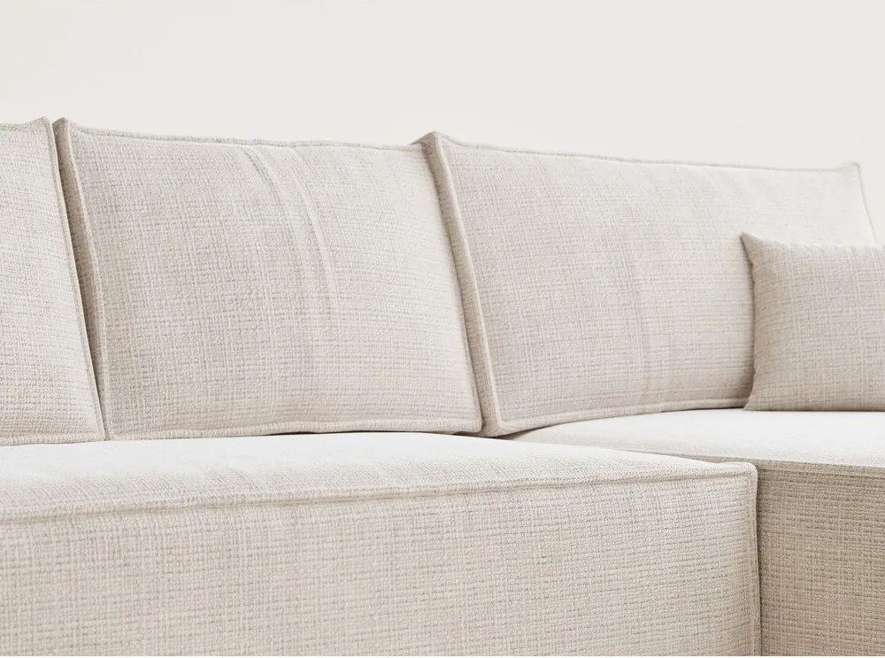 Krémovobiela ženilková rozkladacia/s úložným priestorom rohová pohovka (pravý roh/s leňoškou) Maze – Maison de Rêve