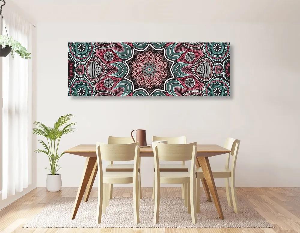 Obraz indická Mandala s kvetinovým vzorom - 150x50