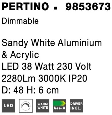 Stropné svietidlo LED so stmievaním Pertino 48 3000K biele