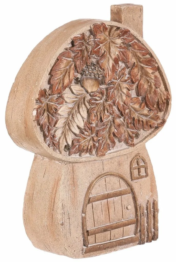 Jesenná dekorácia Hubový domček s osvetlením, 24 x10 x 32 cm, horčík, imitácia dreva