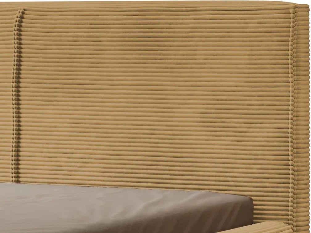 Posteľ Inez 180x200 cm, topazovo žltá štruktúrovaná látka