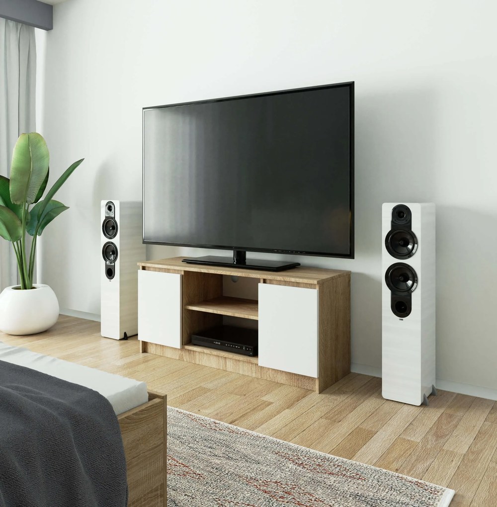 TV stolík Darian (dub sonoma + biela). Akcia -21%. Vlastná spoľahlivá doprava až k Vám domov. 1068675