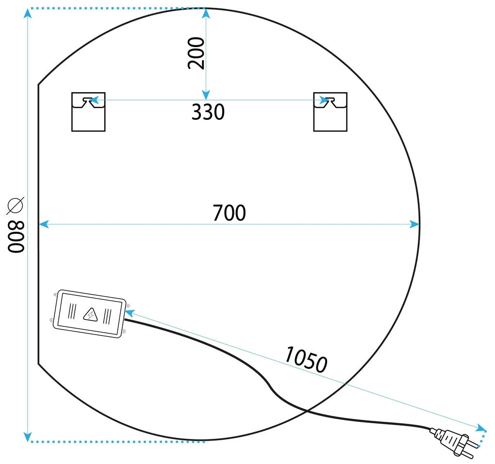 Tutumi Tutumi, LED zrkadlo 80x70cm YH-3355, HOM-01506