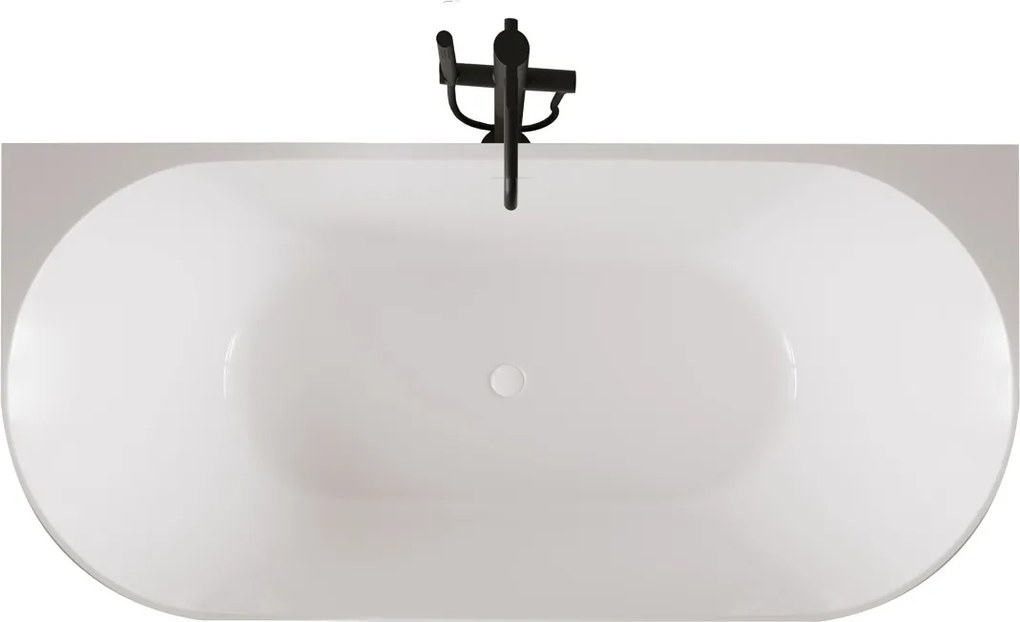 Erga Norah Slim, voľne stojaca vaňa ku stene 150x75 cm + odtoková zátka, biela lesklá, ERG-NORAH-SLIM-150075-WH-WH