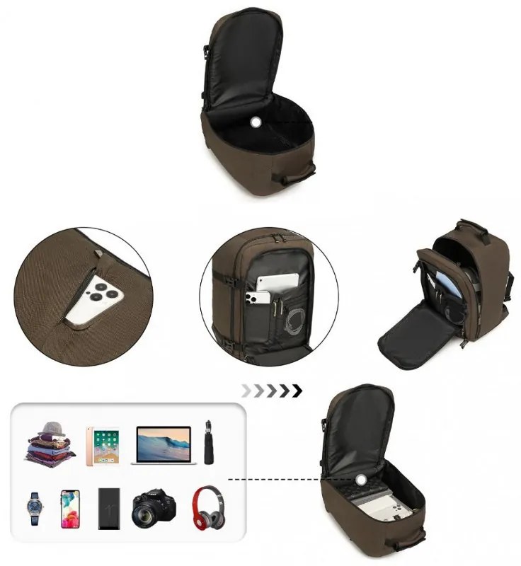 Konofactory Hnedý odolný batoh do lietadla "Transporter" - M (35l)