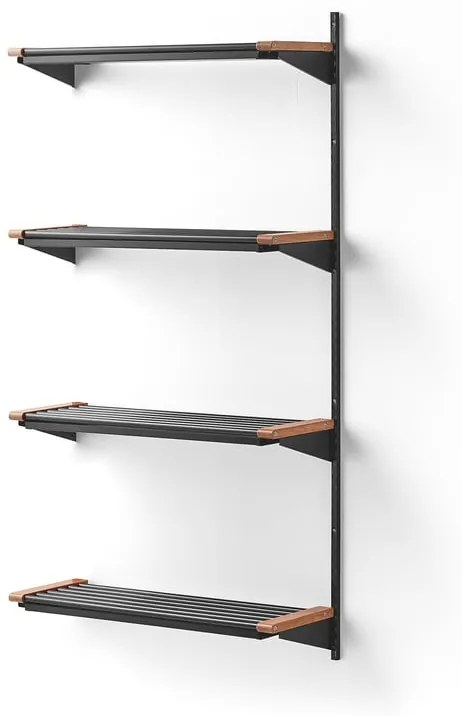 Regál na topánky JEPPE so 4 policami, prídavná sekcia, 1790x900x310 mm, tmavošedá/dub