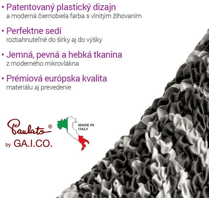 Bielastické poťahy UNIVERSO NOVÉ žíhané čiernobiele kreslo ušiak (š. 60 - 110 cm)