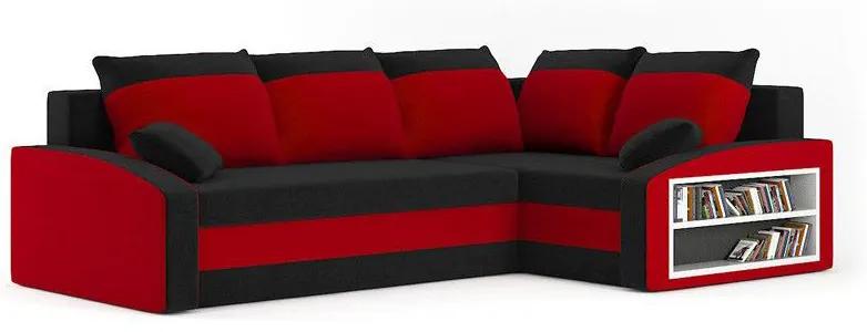 Rohová sedačka Gavriel (čierna + červená) (s poličkou) (P). Vlastná spoľahlivá doprava až k Vám domov. 1066811