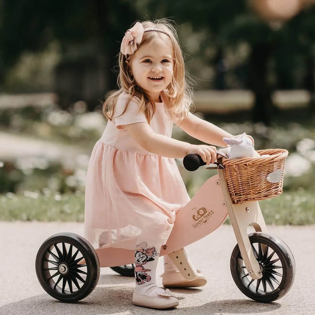 Drevené balančné odrážadlo Tiny Tot Plus 2v1 ružová