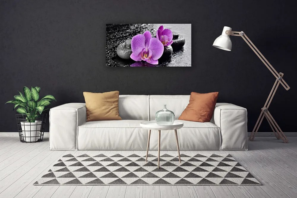 Obraz Canvas Orchidea kvety kamene zen 140x70 cm