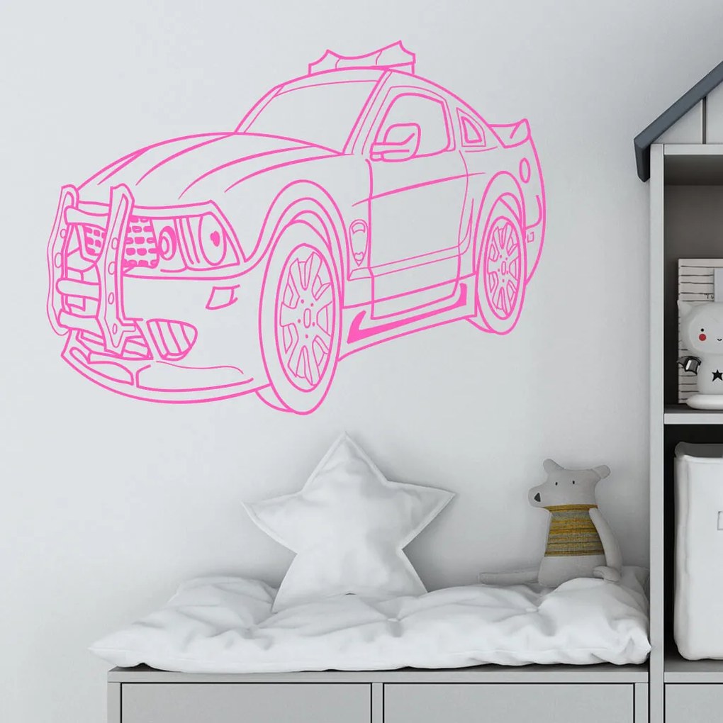 Veselá Stena Samolepka na stenu na stenu Policajné autíčko detské Farba: černá