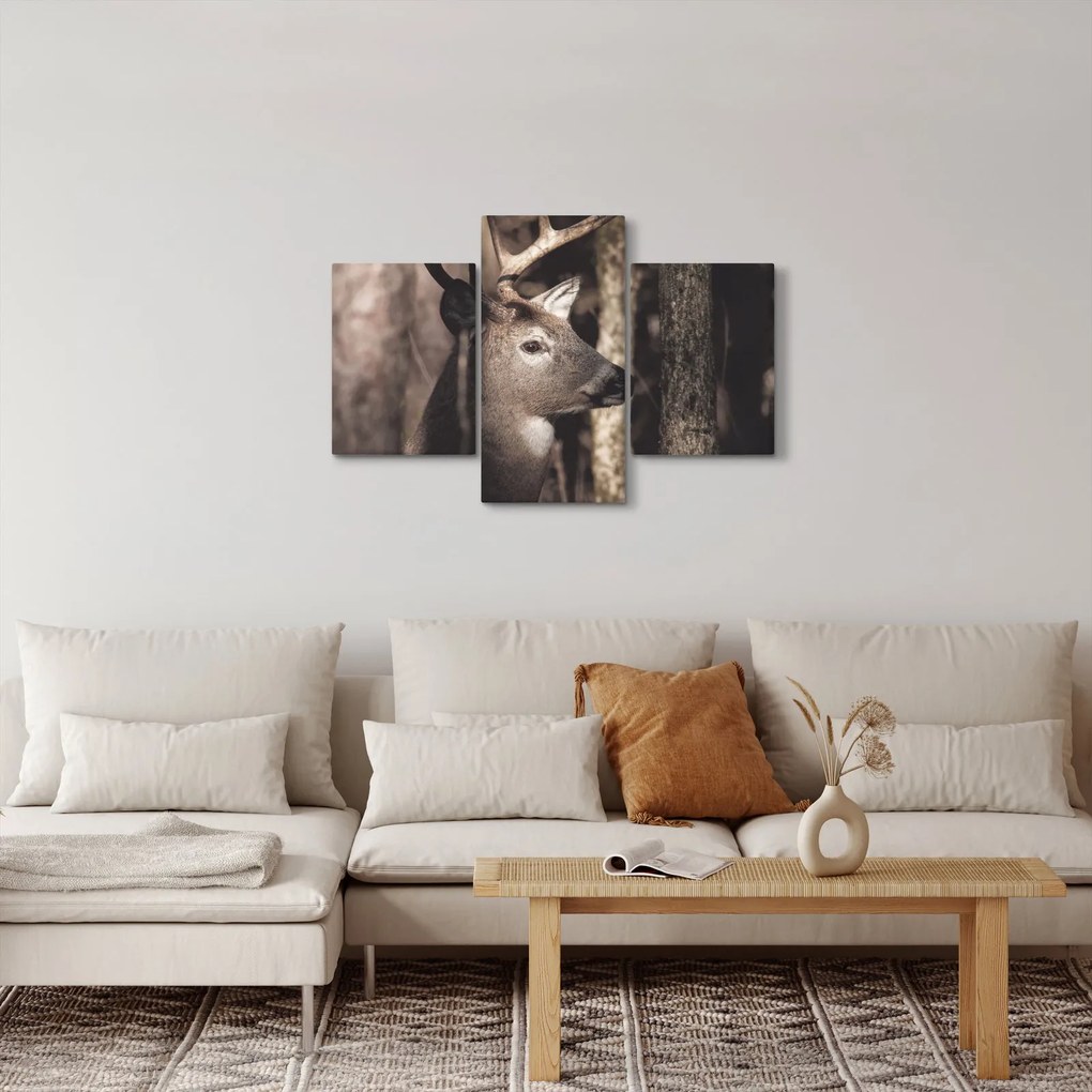 Obraz - Jeleň v lese (90x60 cm)