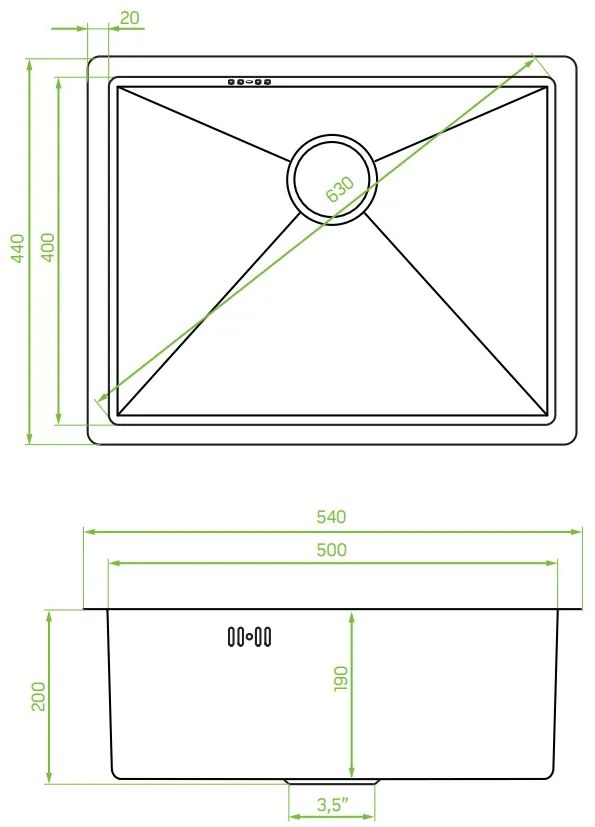 Laveo Marmara, 1-komorový nerezový drez 540x440x200 mm, grafitová, LAV-SAM_510P