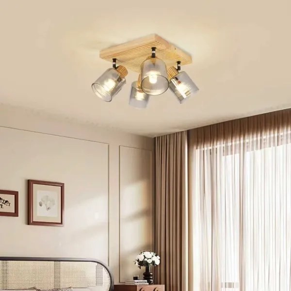 Brilagi - Bodové svietidlo HYGGE 4xE14/15W/230V drevené/dymové