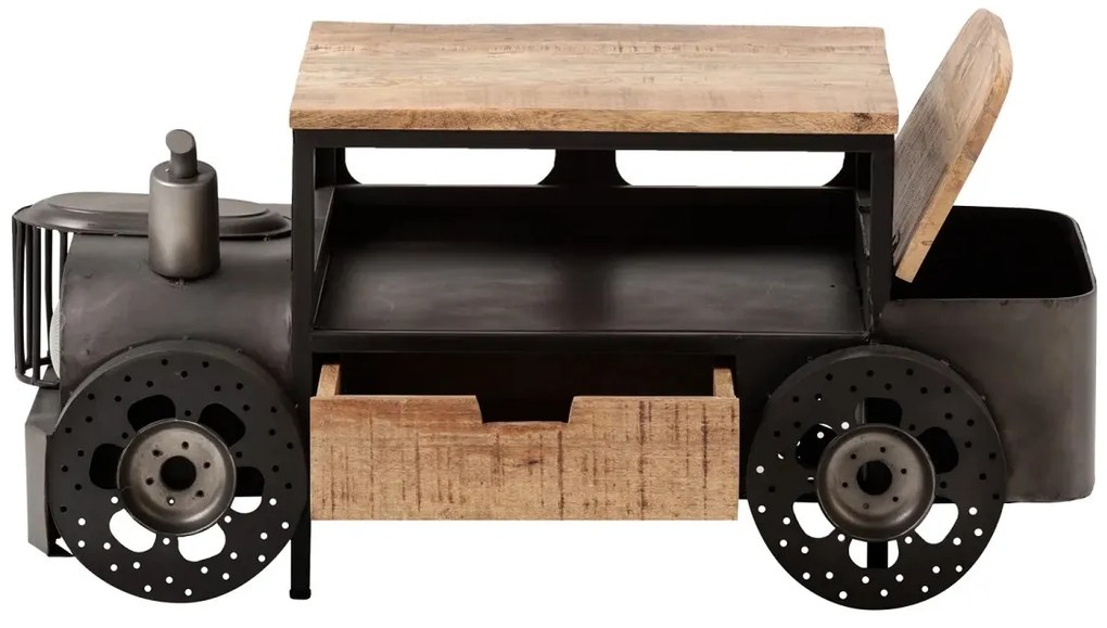 furniture-nabytek.cz - Masívny konferenčný stolík Car II z mangového dreva a kovu, lakovaný, šedý – 102×65×48 cm