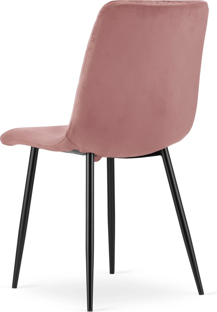 Kreslo TURIN - ružový zamat / čierne nohy