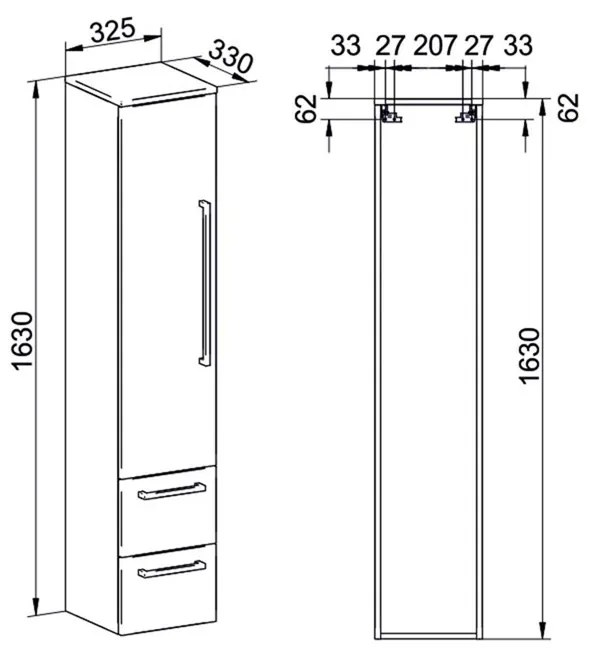 Mereo Mereo, Bino, kúpeľňová skrinka vysoká 163 cm, pravé otváranie, biela, biela/dub, MER-CN668