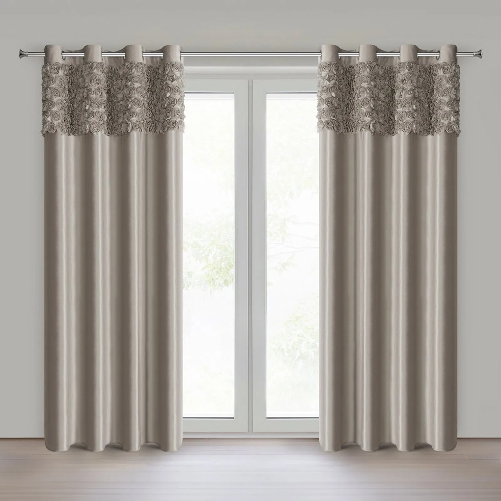 ZATEMŇOVACÍ ZÁVES NA KRÚŽKOCH EVA MINGE ROSES13 140X250 CM BÉŽOVÁ