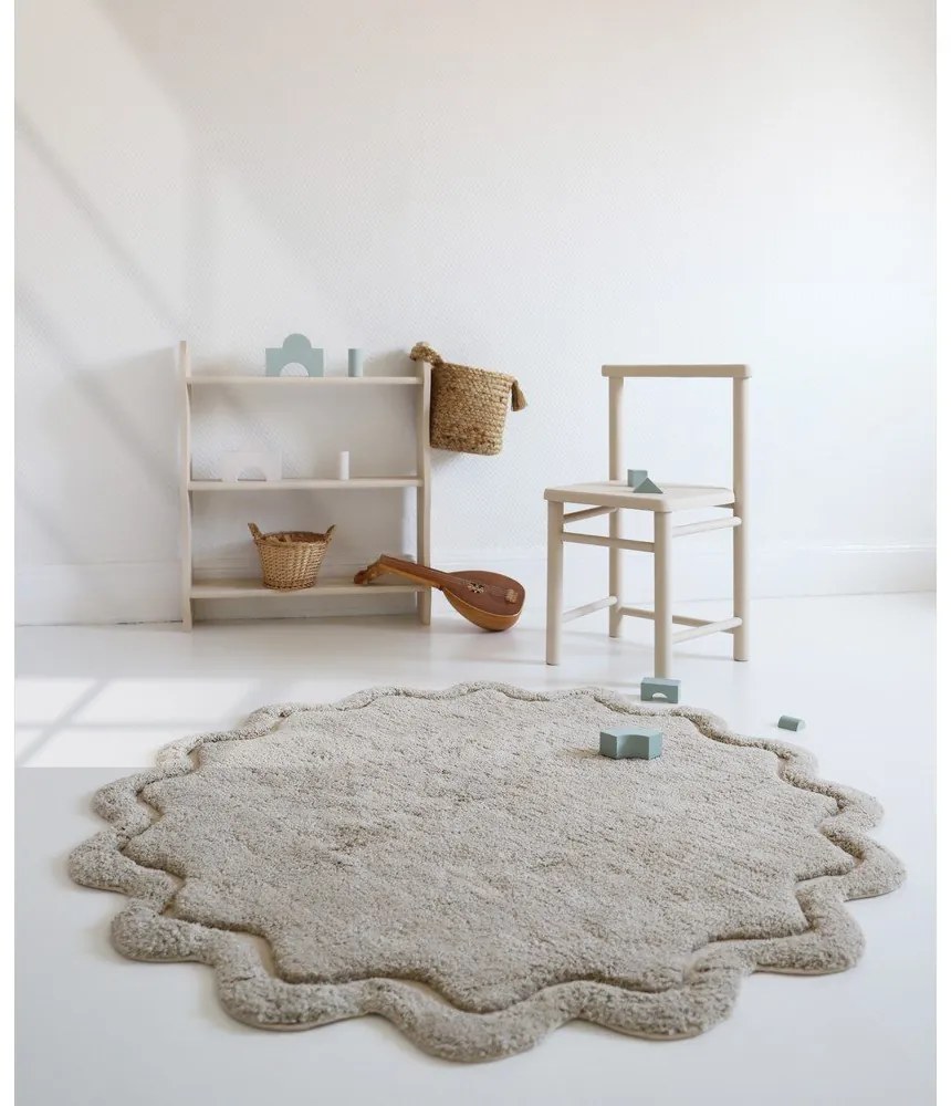 Béžový umývateľný ručne tkaný bavlnený okrúhly koberec ø 110 cm Sweet April Lin – Nattiot