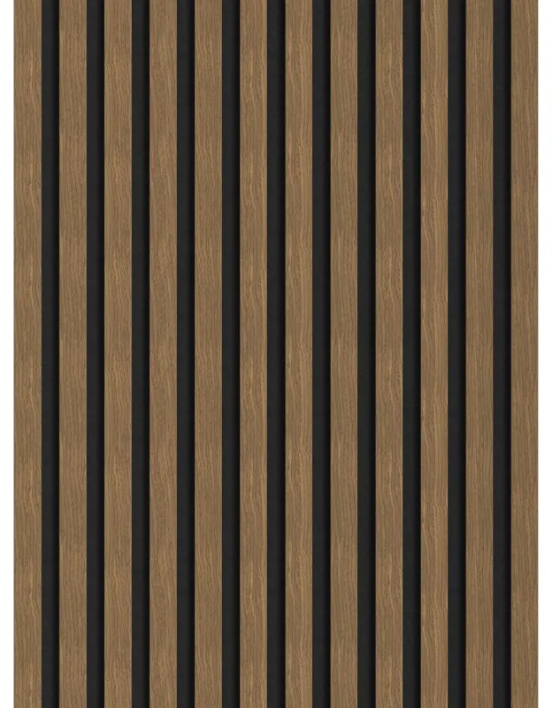 Mexen Lam-F, akustické stenové lamely 275 × 30 cm, plstený podklad 8 mm, technická dyha, orech prírodný, S105-275307-3015-016