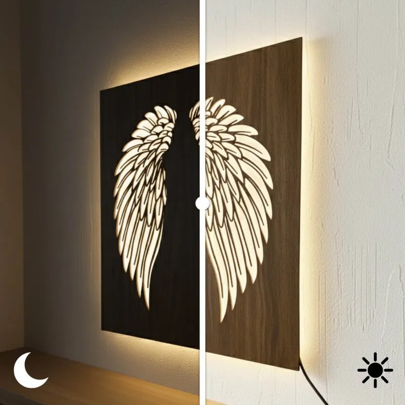 LED drevený obraz – Anjelske krídla | Podsvietená nástenná dekorácia od | SENTOP LED0501