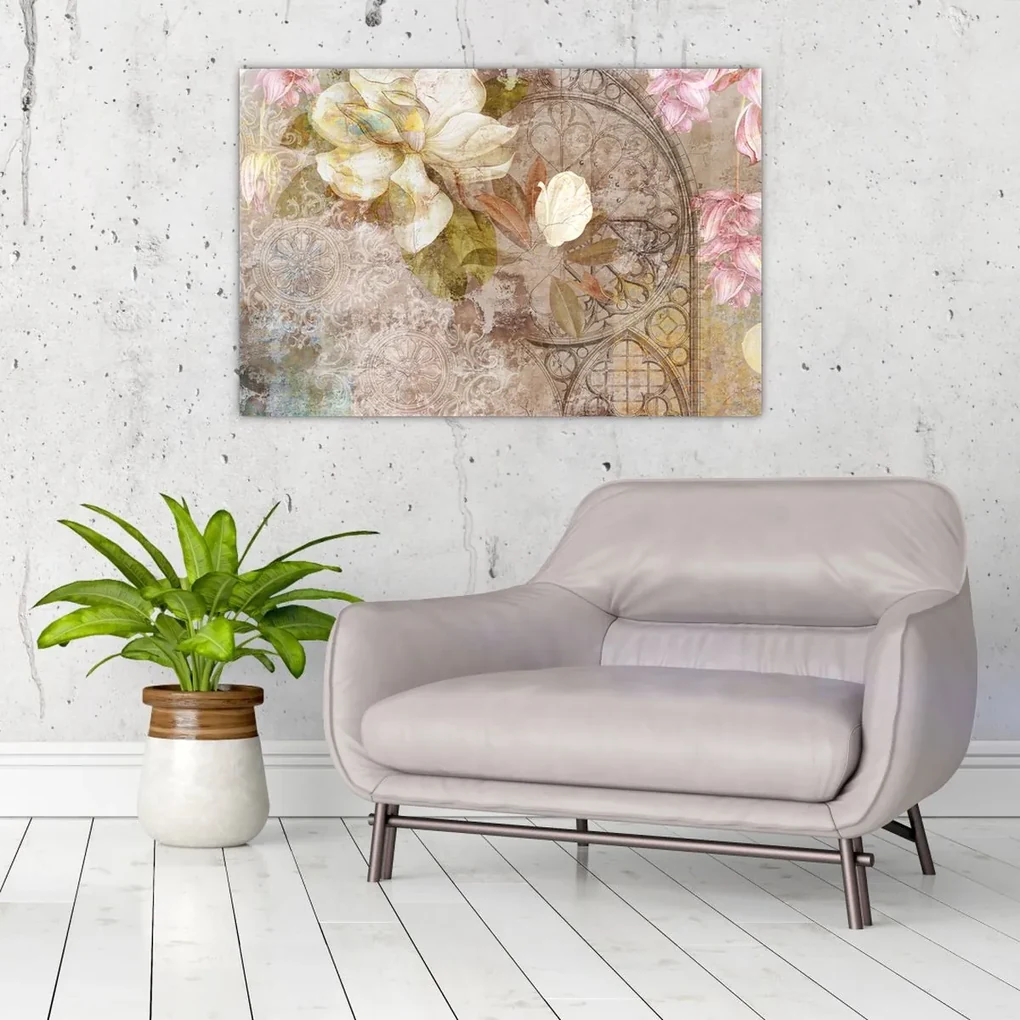 Obraz - Kvetinový ornament (90x60 cm)