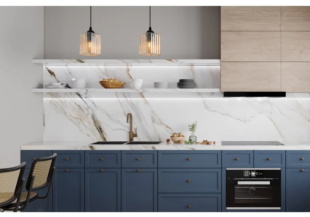 Závesné svietidlo Riffle Square, 2x medové sklenené tienidlo, b