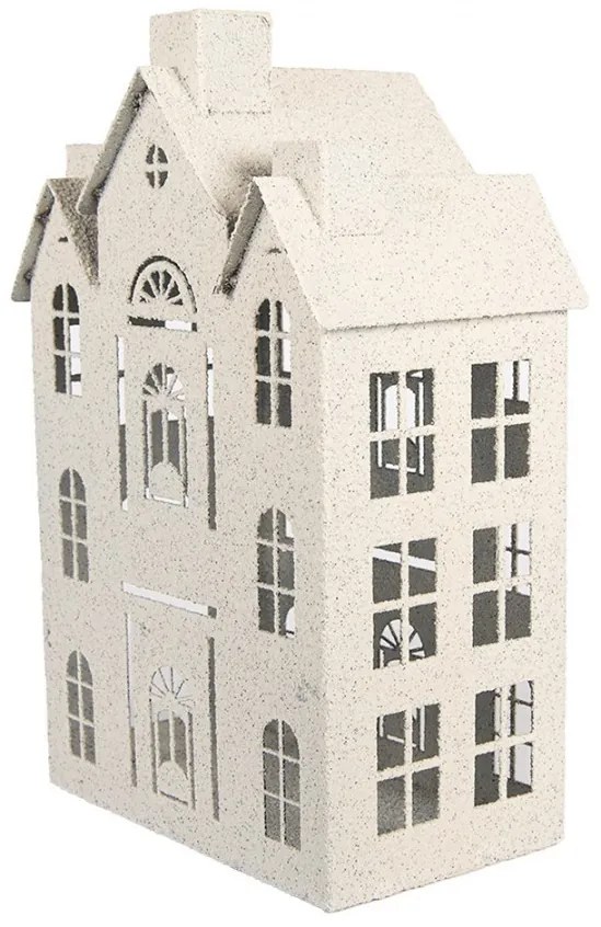 Béžový antik kovový svietnik domček Vintage House - 26*16*40 cm