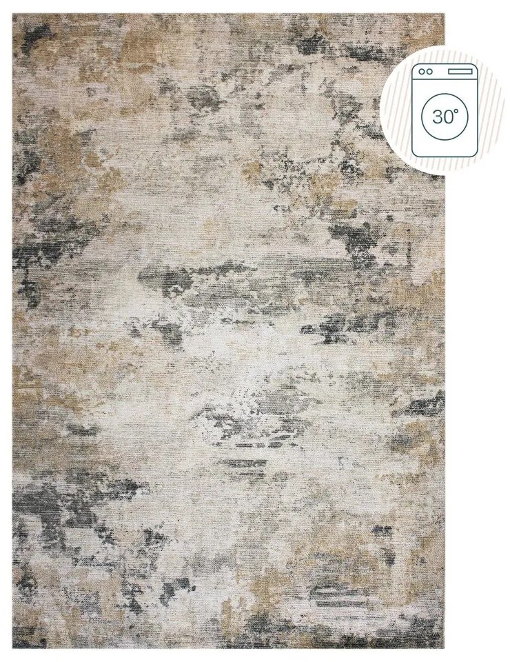 Sivobéžový prateľný koberec 152x230 cm Lila Abstract – Flair Rugs