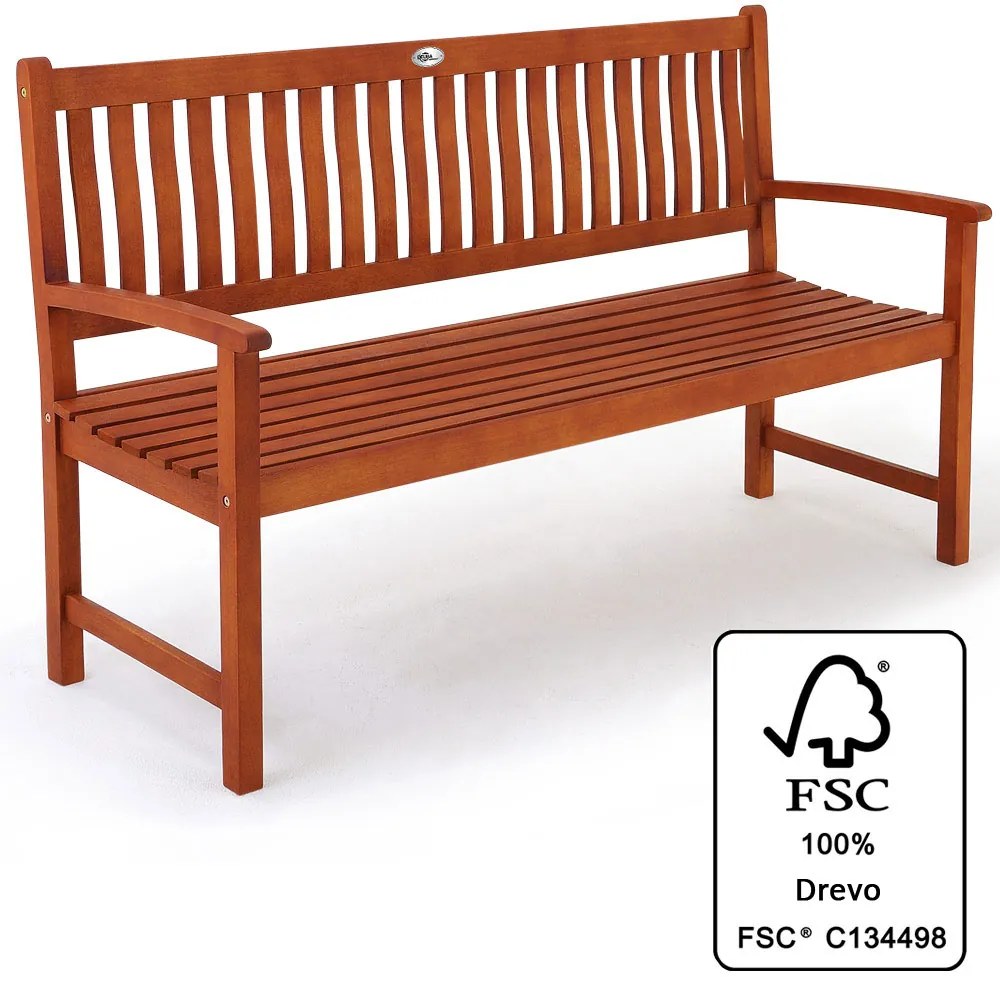 Záhradná lavica Maxima z eukalyptového dreva 152 x 55 x 90 cm s certifikátom FSC®