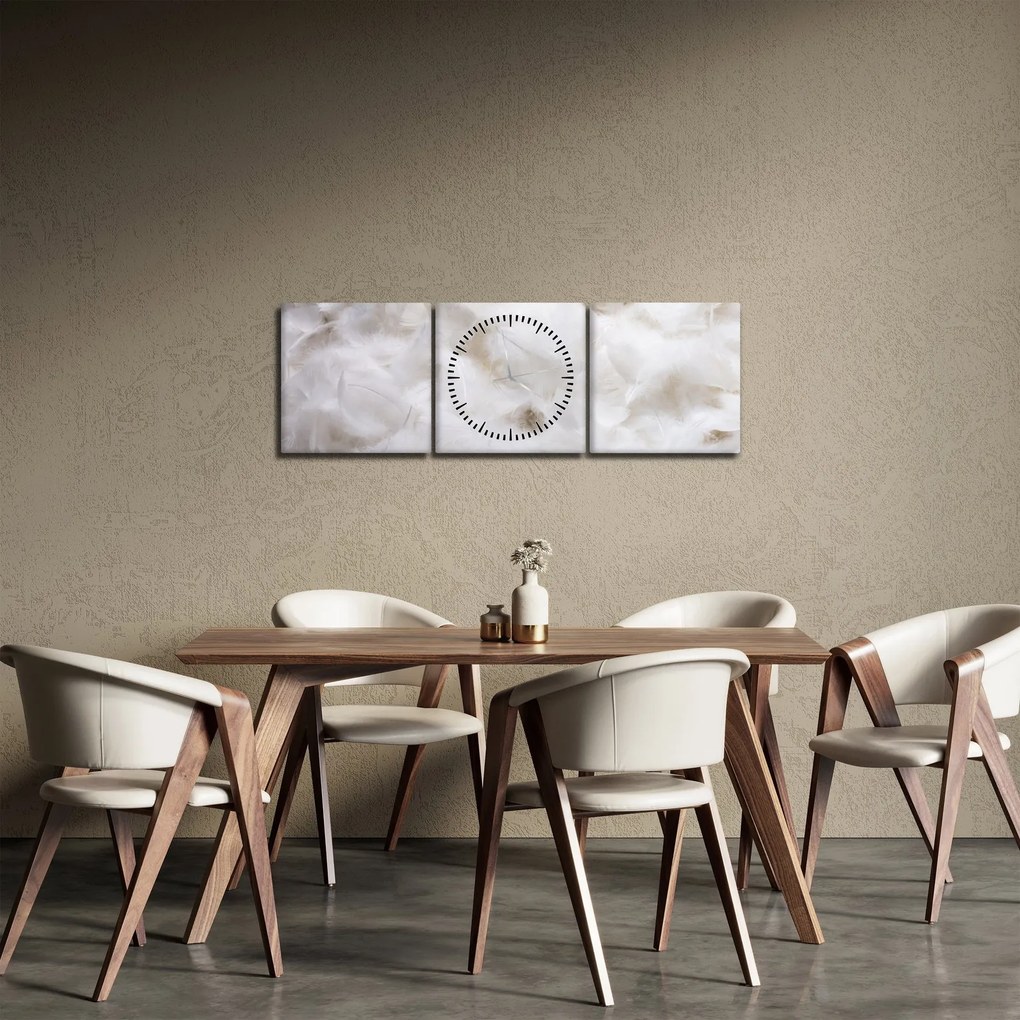 Obraz - Biele perie (s hodinami) (90x30 cm)