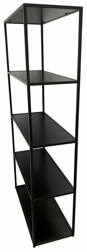 Päťpolicový kovový regál čierna, 160 x 80 x 33 cm