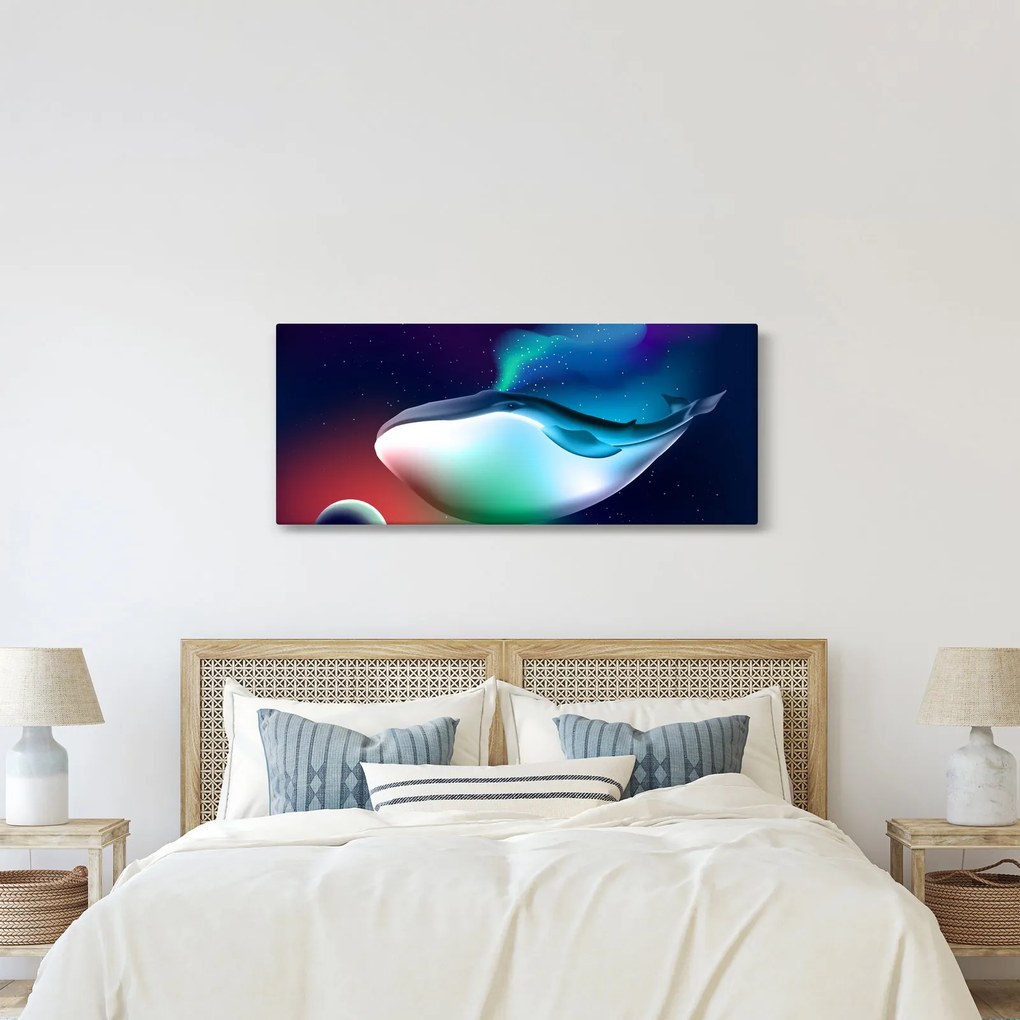 Obraz - Veľryba vo vesmíre (120x50 cm)