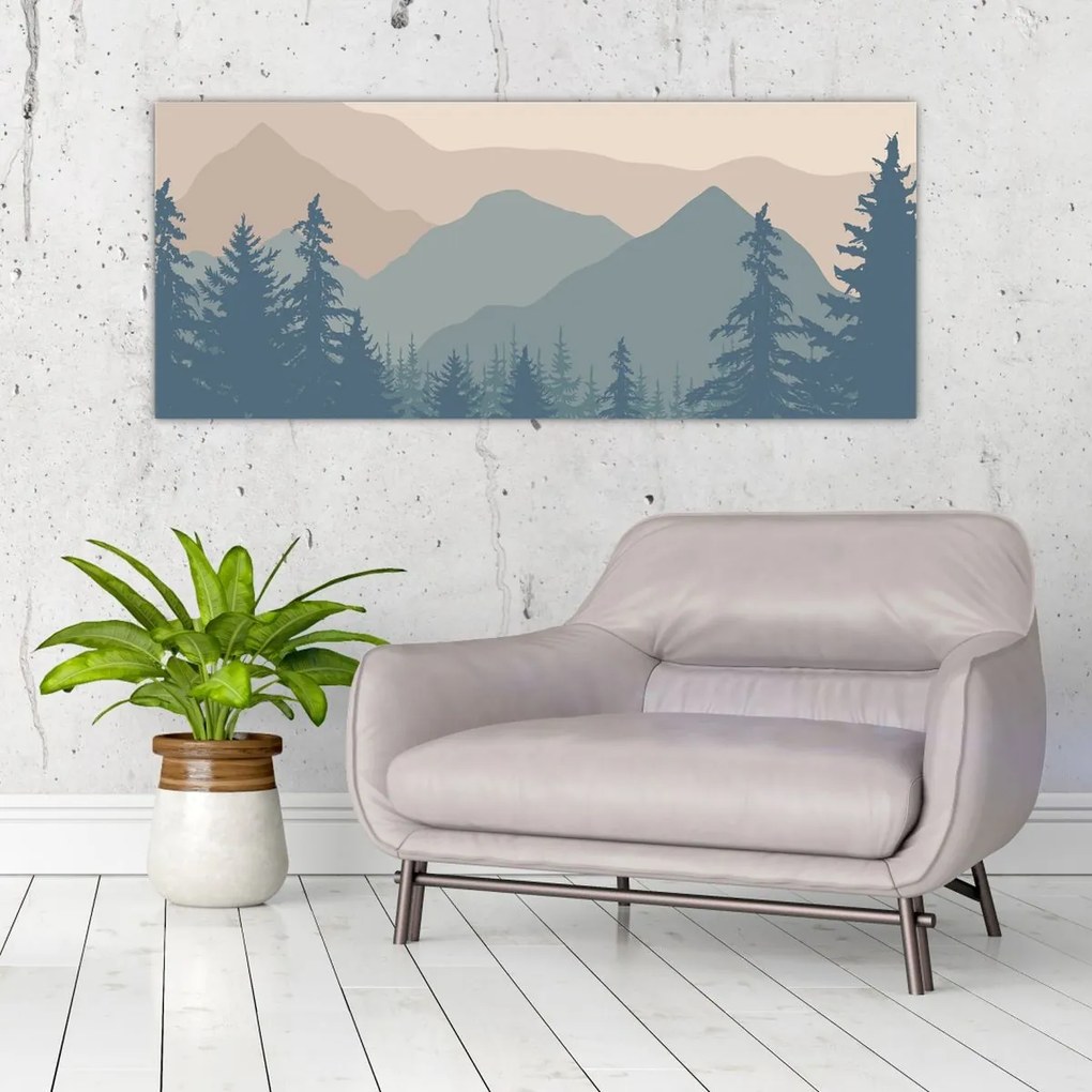 Obraz - Tyrkysové hory N⁰2 (120x50 cm)
