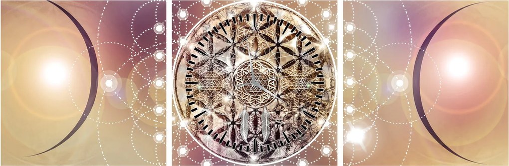 Obraz - Mandala s elementmi (s hodinami) (90x30 cm)