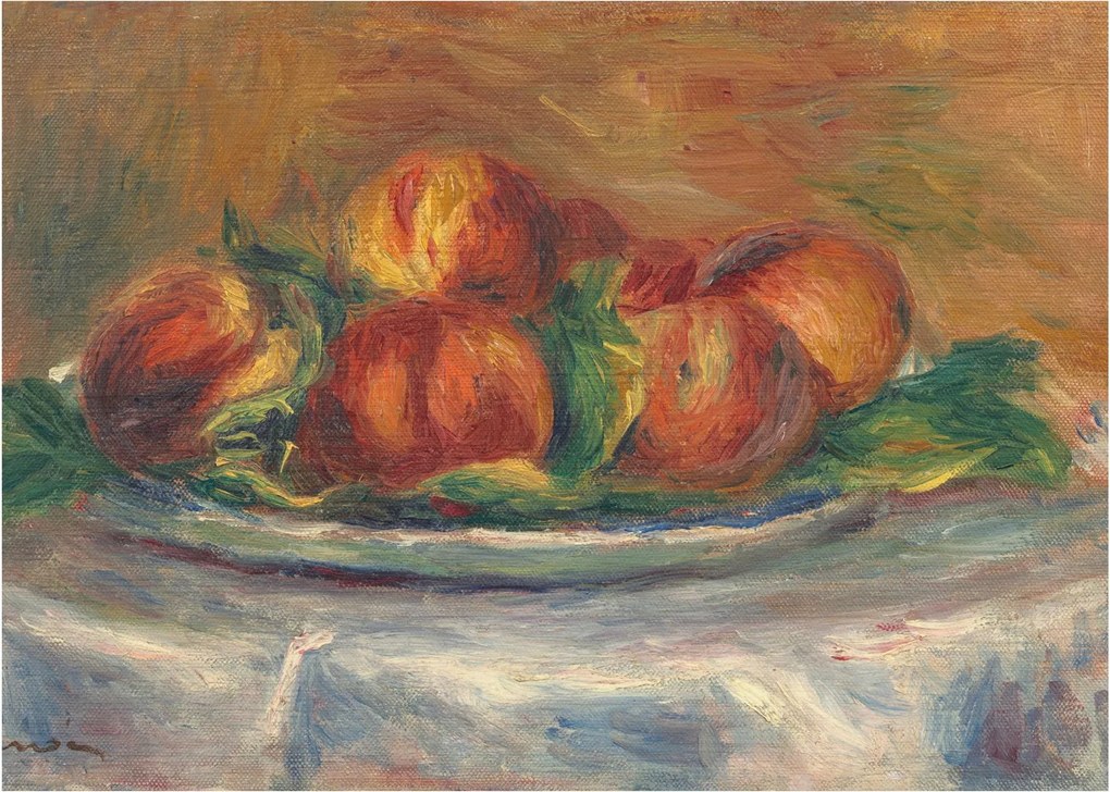 Sklenený obraz - Auguste Renoir, Peaches on a Plate, reprodukcia (70x50 cm)