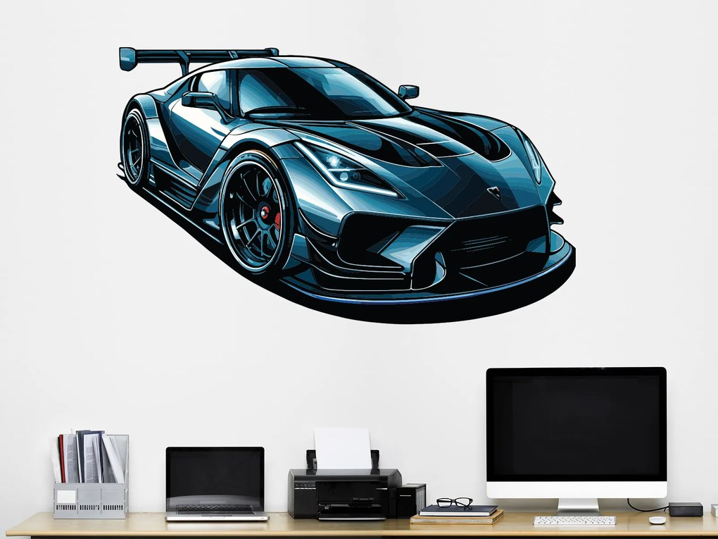 Modrý športiak textilní prelepiteľná nálepka na stenu hárok 47 x 28 cm