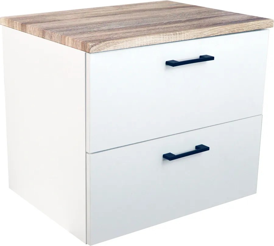 Comodo Kúpeľňová skrinka pod doskové umývadlo Agria NEW W 60-HD - biela/dub sonoma