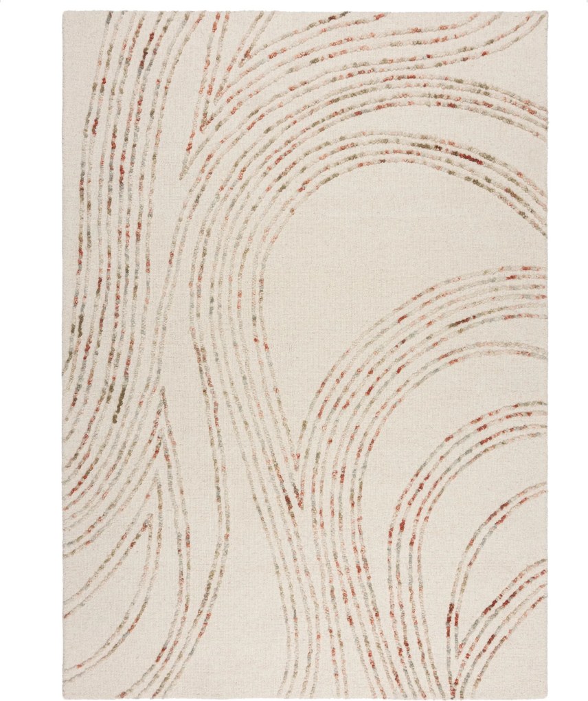 Kusový koberec Memphis Abstract Swirl Natural/Orange, 160x230, béžová, obývacia izba, Flair Rugs