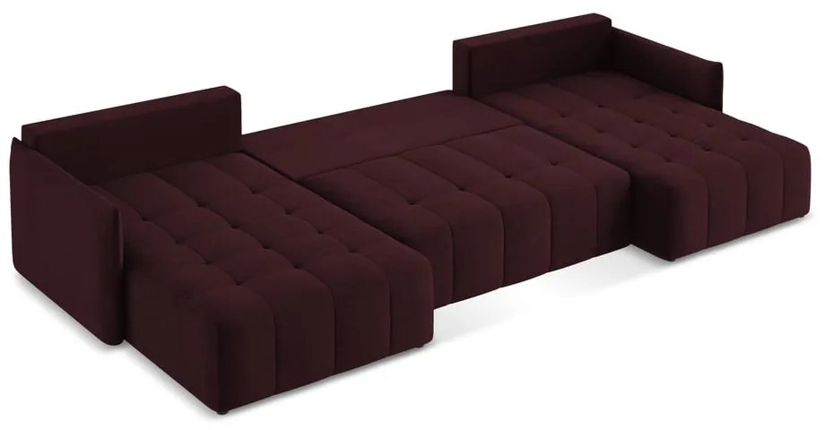 Vínovočervená rozkladacia/s úložným priestorom rohová pohovka (do tvaru "U") Moku – Makamii
