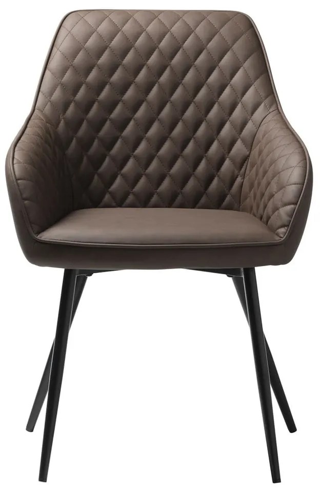 Hnedé čalúnené jedálenské kreslo s podrúčkami Milton – Unique Furniture
