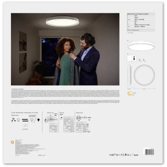 Ledvance - LED Stropné svietidlo so senzorom PLATE LED/32W/230V 3000K