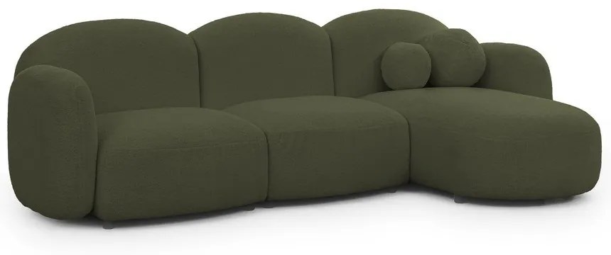 Zelená rohová pohovka z textílie buklé (pravý roh/s leňoškou) Orbit – Ropez
