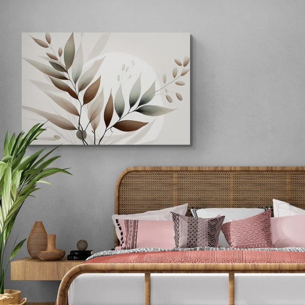 Obraz minimalistické listy v boho dizajne