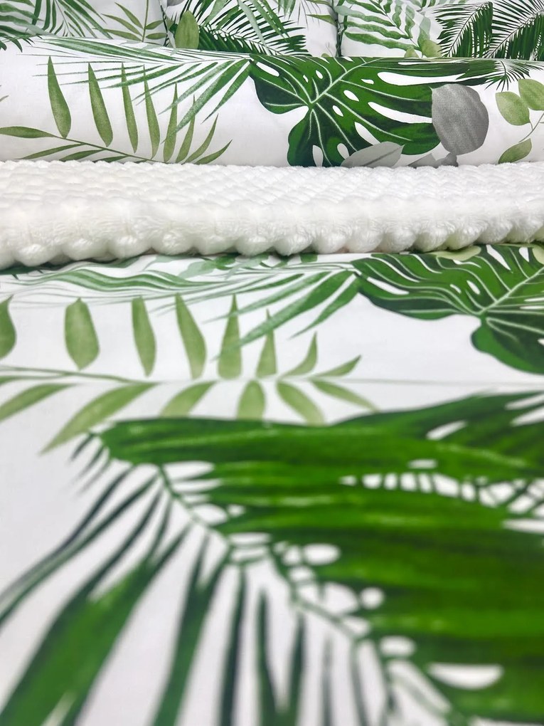 Obliečky Maurícius 140x200 / 70x90 cm – 100% bavlna, tropický vzor s palmami a monsterou, zips